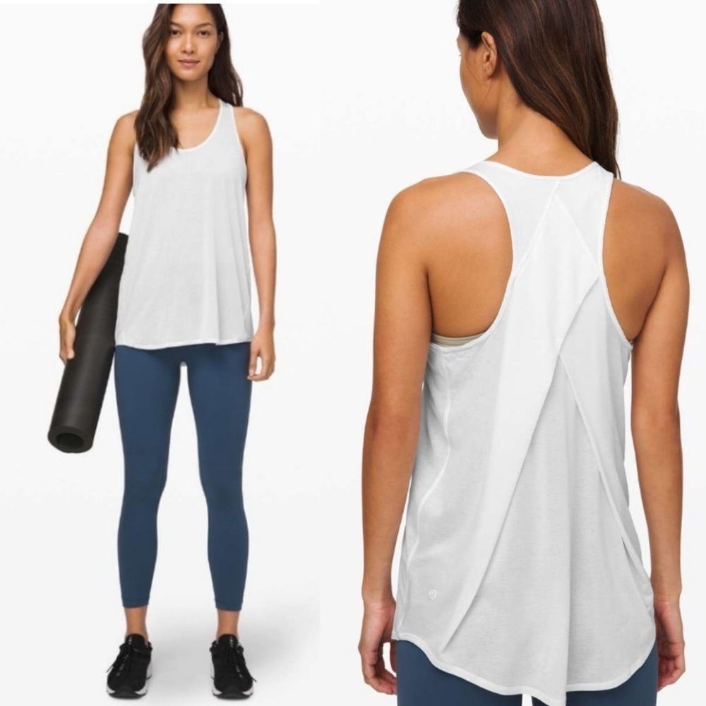 Lululemon Essential Tank Pleated *Jersey White Sz 4